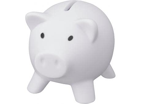 Sparschwein aus PVC mit weichem Körper in lebendigen Farben, originelle Spardose für Kinder, mit Deckel, leicht und robust, Weiß von Makito