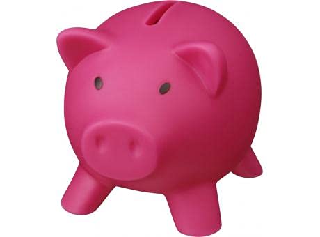 Sparschwein aus PVC mit weichem Körper in lebendigen Farben. Originelle Sparbüchse für Kinder, mit Deckel, leicht und robust (fuchsia/rosa) von Makito