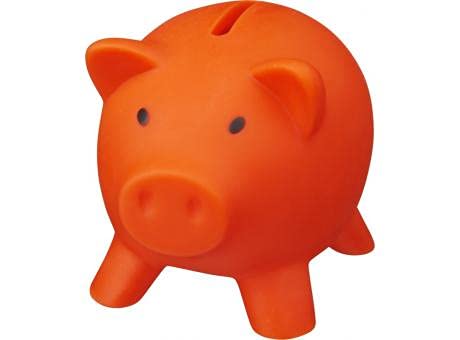 Sparschwein aus PVC mit weichem Körper in lebendigen Farben, originelle Spardose für Kinder, mit Deckel, leicht und robust, Orange von Makito