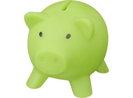 Sparschwein aus PVC mit weichem Körper in lebendigen Farben. Originelle Spardose für Kinder, mit Deckel, leicht und robust, Limettengrün von Makito