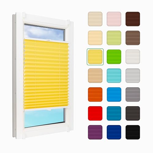 MakoStyl Fenster Plissee Innen ohne Bohren - B 130 H 130 cm Klemmfix Gelb Plisee - 100 g/m2 Plissees Faltrollos - 50% Verdunkelung Blissett Rollo - Blickdicht Klemmplisseeses MakoStyl Fenster Plissee Innen ohne Bohren - B 130 H 130 cm Klemmfix Gelb Plisee - 100 g/m2 Plissees Faltrollos - 50% Verdunkelung Blissett Rollo - Blickdicht Klemmplisseeses von MakoStyl