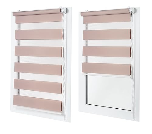 MakoStyl Rollos für Fenster Ohne Bohren - 85 cm Stoffbreite x 230 cm Fensterhöhe - Bleichrosa Doppelrollo Klemmfix Ohne Bohren - Fenster Rollos für Innen - Verdunkelnd Duo Rollo MakoStyl Rollos für Fenster Ohne Bohren - 85 cm Stoffbreite x 230 cm Fensterhöhe - Bleichrosa Doppelrollo Klemmfix Ohne Bohren - Fenster Rollos für Innen - Verdunkelnd Duo Rollo von MakoStyl