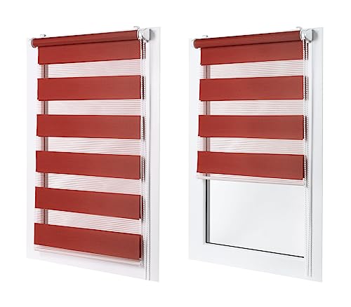 MakoStyl Rollos für Fenster Ohne Bohren - 90 cm Stoffbreite x 120 cm Fensterhöhe - Rot Doppelrollo Klemmfix Ohne Bohren - Fenster Rollos für Innen - Verdunkelnd Duo Rollo MakoStyl Rollos für Fenster Ohne Bohren - 90 cm Stoffbreite x 120 cm Fensterhöhe - Rot Doppelrollo Klemmfix Ohne Bohren - Fenster Rollos für Innen - Verdunkelnd Duo Rollo von MakoStyl