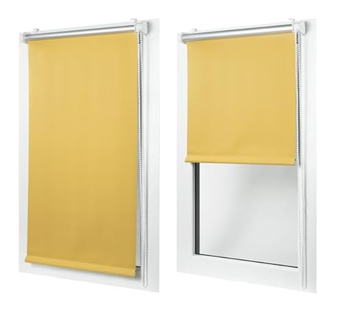 MakoStyl Rollos für Fenster Ohne Bohren - Verdunklungsrollo Gelb 115 cm Breite x 120 cm Höhe - Doppelrollo Klemmfix Ohne Bohren - Fenster Rollos für Innen 100% Blackout - Verdunkelnd Duo Rollo MakoStyl Rollos für Fenster Ohne Bohren - Verdunklungsrollo Gelb 115 cm Breite x 120 cm Höhe - Doppelrollo Klemmfix Ohne Bohren - Fenster Rollos für Innen 100% Blackout - Verdunkelnd Duo Rollo von MakoStyl