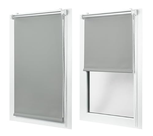 MakoStyl Rollos für Fenster Ohne Bohren - Verdunklungsrollo Grau 35 cm Breite x 120 cm Höhe - Doppelrollo Klemmfix Ohne Bohren - Fenster Rollos für Innen 100% Blackout - Verdunkelnd Duo Rollo MakoStyl Rollos für Fenster Ohne Bohren - Verdunklungsrollo Grau 35 cm Breite x 120 cm Höhe - Doppelrollo Klemmfix Ohne Bohren - Fenster Rollos für Innen 100% Blackout - Verdunkelnd Duo Rollo von MakoStyl