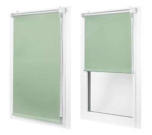 MakoStyl Rollos für Fenster Ohne Bohren - Verdunklungsrollo Limette 100 cm Breite x 120 cm Höhe - Doppelrollo Klemmfix Ohne Bohren - Fenster Rollos für Innen 100% Blackout - Verdunkelnd Duo Rollo von MakoStyl