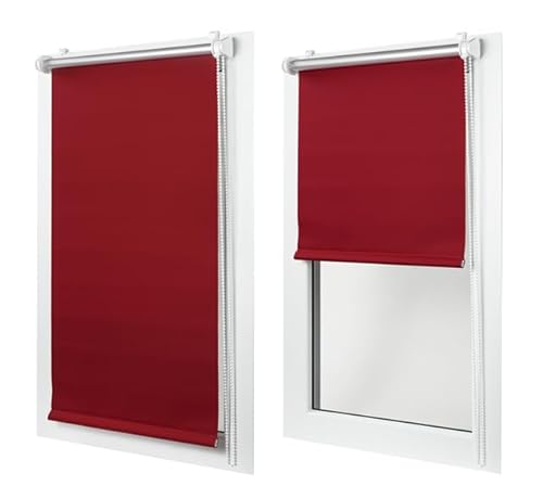 MakoStyl Rollos für Fenster Ohne Bohren - Verdunklungsrollo Rot 40 cm Breite x 150 cm Höhe - Doppelrollo Klemmfix Ohne Bohren - Fenster Rollos für Innen 100% Blackout - Verdunkelnd Duo Rollo MakoStyl Rollos für Fenster Ohne Bohren - Verdunklungsrollo Rot 40 cm Breite x 150 cm Höhe - Doppelrollo Klemmfix Ohne Bohren - Fenster Rollos für Innen 100% Blackout - Verdunkelnd Duo Rollo von MakoStyl