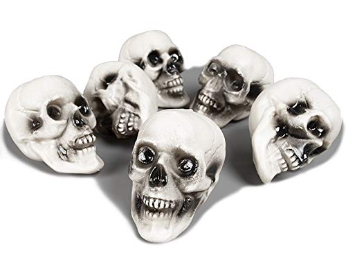 Makotex Totenkopf Set, 6 Stück, Größe ca. 7 x 8 cm, Skelett, Sensenmann, Dekoration, Halloween, Motto Party, von Makotex