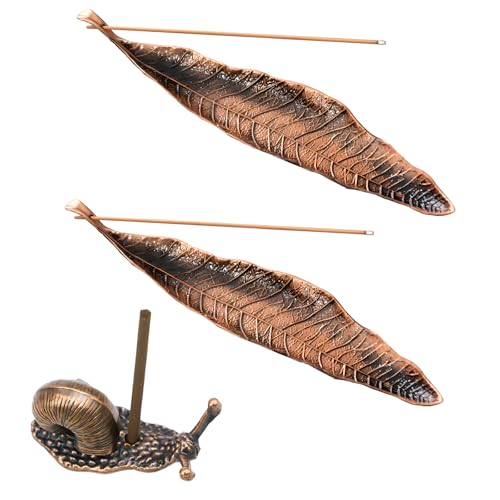 2er Set Räucherstäbchenhalter Metall Blätter Ash Catcher und 1 Schnecke Räucherstäbchen Halter, Räucherstäbchenhalter Metall Blätter Ash Catcher, Metall Blätter Räuchergefäß von Makoto Nobu