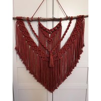 Makramee Wandbehang Groß Rot | Wandteppich Xl Modern Boho Dekoration Landhausstil Geschenk Für Frau Geburtstagsidee Makramee Wandbehang Groß Rot | Wandteppich Xl Modern Boho Dekoration Landhausstil Geschenk Für Frau Geburtstagsidee von Makrafa