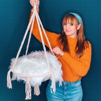 Makramee Katzenschaukel "Flo" Katzenbett Katzenhängematte Bohostil Mit Ring von MakrameeDeern