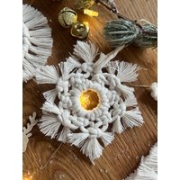 Weihnachtsschmuck Baumschmuck Tannenbaumschmuck Makramee Schneeflocken Baumwollschmuck Baumwoll Weinachtsdekoration Weinachtsdeko von MakrameeLPart