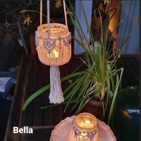 Kleine Hängelampe Makramee, Teelichthalter Pendelleuchte, Design Boho von MakrameeSpirit