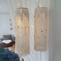 Makramee Boho Kronleuchter, Hängelampe, Lichterkette, Windfänger, Macrame Pedant Light, Wohnidee Makramee Boho Kronleuchter, Hängelampe, Lichterkette, Windfänger, Macrame Pedant Light, Wohnidee von MakrameeSpirit