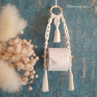Makramee Toilettenpapier-Halter, Dekoration Für Bad Und Wc, Boho Rollenhalter von MakrameeSpirit