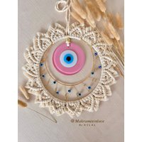 Makramee Nazar Rosa Mit Perlen Wandbehang Deko/Geschenk Idee von MakrameebyhilalShop