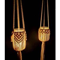 Makramee Windlichthänger | Handmade Windlicht/Kerzenhalter Glas Hochzeit Gartendeko Balkondeko Boho von MakrameeliaShop