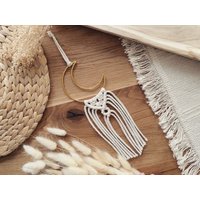 Kleiner Makramee Mond | Luna Boho Wandbehang Geschenkidee von MakrameemitliebeShop