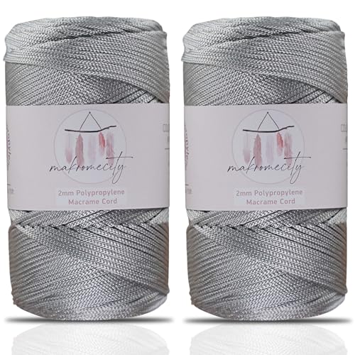 Makromecity 2 Strang Makramee Garn 2mm x 230m Premium Polyester Macrame Cord Polypropylene Yarn für Handwerk Wohndekorationen Platzteller Umhängetasche Handtasche Runner Schnullerkette 20 Farbe von Makromecity
