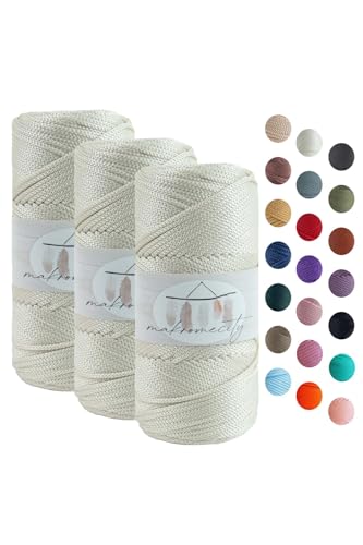 Makromecity 3 Strang Makramee Garn 2mm x 115m Premium Polyester Macrame Cord Polypropylene Yarn für Handwerk Wohndekorationen Platzteller Umhängetasche Handtasche Runner Schnullerkette 20 Farbe Makromecity 3 Strang Makramee Garn 2mm x 115m Premium Polyester Macrame Cord Polypropylene Yarn für Handwerk Wohndekorationen Platzteller Umhängetasche Handtasche Runner Schnullerkette 20 Farbe von Makromecity