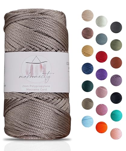 Makromecity Makramee Garn 2mm x 115m Premium Polyester Macrame Cord Polypropylene Yarn für Handwerk Wohndekorationen Platzteller Umhängetasche Handtasche Runner Schnullerkette 20 Farbe von Makromecity