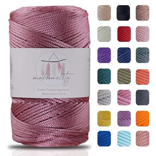 Makromecity Makramee Garn 2mm x 230m Premium Polyester Macrame Cord Polypropylene Yarn für Handwerk Wohndekorationen Platzteller Umhängetasche Handtasche Runner Schnullerkette 20 Farbe von Makromecity