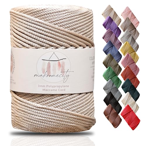 Makromecity Makramee Garn 3mm x 120m Latte Premium Polyester Makramee Schnur Polypropylene Yarn Basteln für Wandbehänge Umhängetasche Handtasche Runner Schnullerkette Platzteller Makromecity Makramee Garn 3mm x 120m Latte Premium Polyester Makramee Schnur Polypropylene Yarn Basteln für Wandbehänge Umhängetasche Handtasche Runner Schnullerkette Platzteller von Makromecity