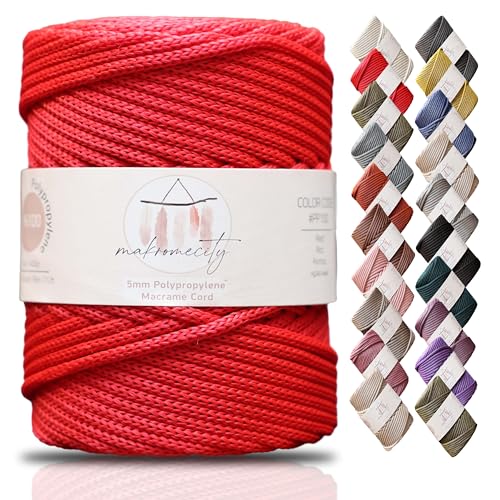 Makromecity Makramee Garn 5mm x 95m Premium Polyester Makramee Schnur Polypropylene Yarn Basteln für Wandbehänge Umhängetasche Handtasche Runner Schnullerkette Platzteller von Makromecity