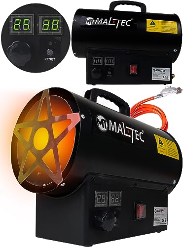 MalTec Gasheizgebläse 25kW mit Druckregler Bauheizer Mobile Gasheizgerät Heizkanone Überhitzungsschutz Heizgerät Heizlüfter von MalTec