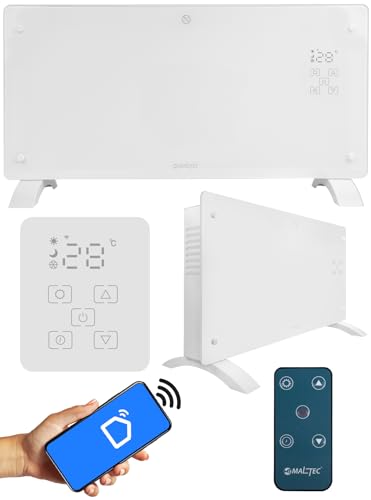 MalTec Konvektorheizung gehärtetes Glas, Eco, Wifi Heizung, Fernbedienung Heizgerät, Thermostat & Timer, 2000W Kindersicherung, weiß von MalTec