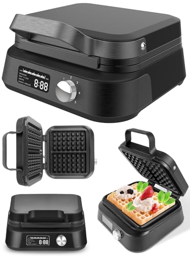 MalTec Waffeleisen Wafflemaker LCD WM2200W Elektrogrill Waffelautomat Backform für 2 grosse Waffeln gleichzeitig Design von MalTec