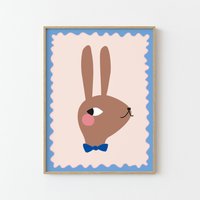 Mr Bunny Poster | 30x40 & 50x70 Illustration Für Kinder Bild Kinderzimmer Spielzimmer Ostern von MalaMarla