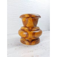 Vintage Handgefertigte Holz Vase Massiv von MalaPicolla