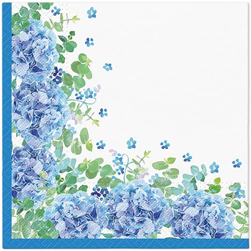 20 Servietten Blumen, Garten & Natur Blaue Hortensien als Tischdeko. Papierservietten mit Motiv. Auch für Decoupage und Serviettentechnik 33x33cm von Malagro