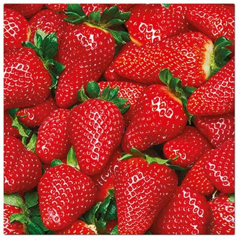 20 Servietten Essen Unzählige rote Erdbeeren als Tischdeko. Papierservietten mit Motiv. Auch für Decoupage und Serviettentechnik 33x33cm von Malagro