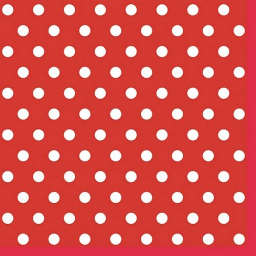 20 Servietten Muster Kleine Punkte rot als Tischdeko. Papierservietten mit Motiv. Auch für Decoupage und Serviettentechnik 33x33cm von Malagro