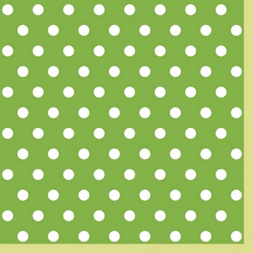 20 Servietten Muster Mittlere Punkte grün als Tischdeko. Papierservietten mit Motiv. Auch für Decoupage und Serviettentechnik 33x33cm von Malagro