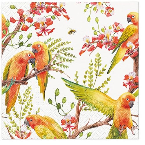 20 Servietten Tiermotive Exotische Vögel in der Natur als Tischdeko. Papierservietten mit Motiv. Auch für Decoupage und Serviettentechnik 33x33cm von Malagro