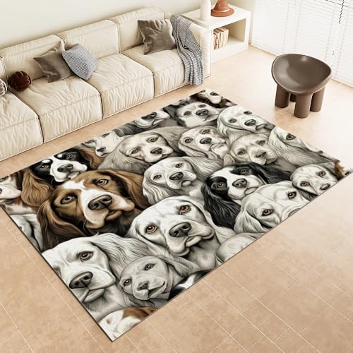 Malaoshi Teppiche Flur Läufer40x60cm, Hund Kurzflorteppich für Wohnzimmer Schlafzimmer Kinderzimmer Küche, Tiere 3D rutschfest waschbar Fußmatte von Malaoshi