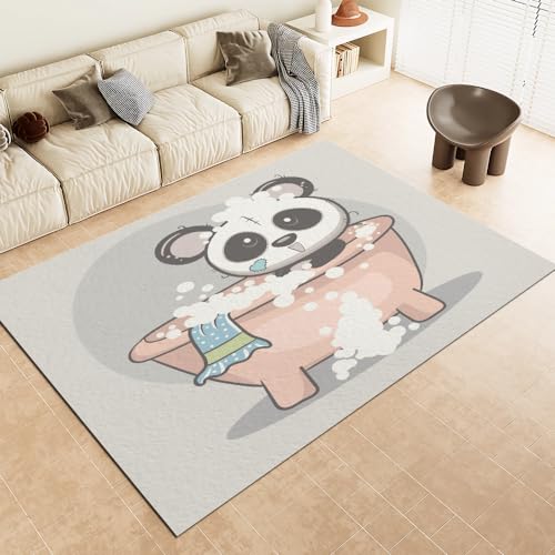 Malaoshi Teppiche Flur Läufer40x60cm, Panda Kurzflorteppich für Wohnzimmer Schlafzimmer Kinderzimmer Küche, Tiere 3D rutschfest waschbar Fußmatte von Malaoshi
