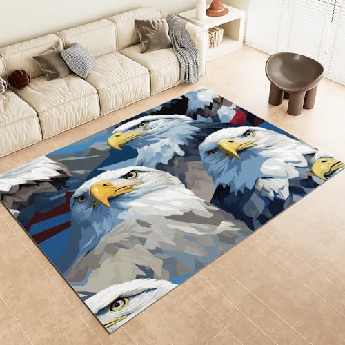 Malaoshi Teppiche Flur Läufer50x80cm, Adler Kurzflorteppich für Wohnzimmer Schlafzimmer Kinderzimmer Küche, Tiere 3D rutschfest waschbar Fußmatte von Malaoshi
