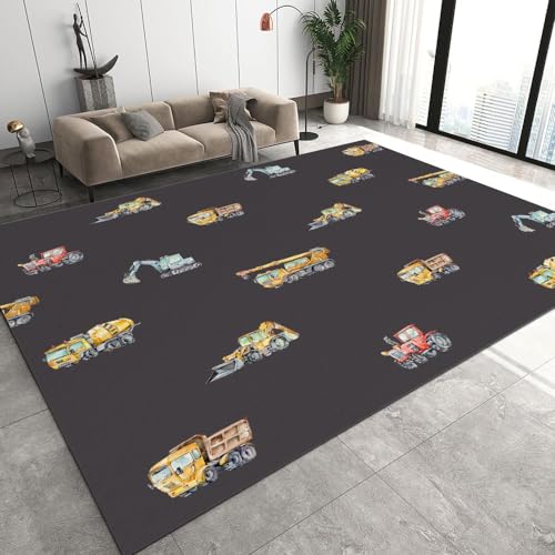 Malaoshi Teppiche Flur Läufer50x80cm, Bagger Baufahrzeuge Kurzflorteppich für Wohnzimmer Schlafzimmer Kinderzimmer Küche, Auto 3D rutschfest waschbar Fußmatte von Malaoshi