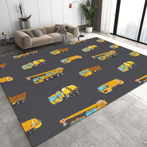 Malaoshi Teppiche Flur Läufer50x80cm, Bagger Baufahrzeuge Kurzflorteppich für Wohnzimmer Schlafzimmer Kinderzimmer Küche, Auto 3D rutschfest waschbar Fußmatte von Malaoshi