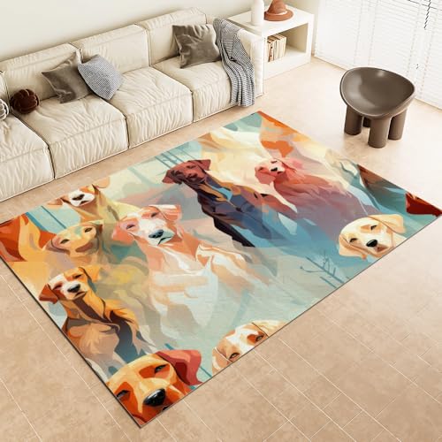 Malaoshi Teppiche Flur Läufer50x80cm, Hund Kurzflorteppich für Wohnzimmer Schlafzimmer Kinderzimmer Küche, Tiere 3D rutschfest waschbar Fußmatte von Malaoshi