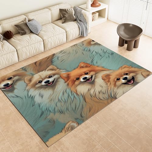 Malaoshi Teppiche Flur Läufer60x120cm, Hund Kurzflorteppich für Wohnzimmer Schlafzimmer Kinderzimmer Küche, Tiere 3D rutschfest waschbar Fußmatte von Malaoshi