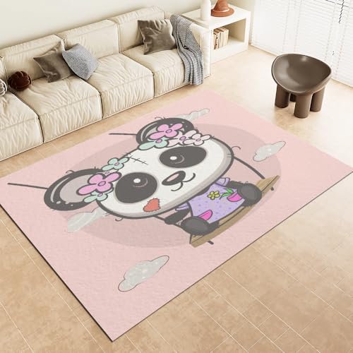 Malaoshi Teppiche Flur Läufer60x120cm, Panda Kurzflorteppich für Wohnzimmer Schlafzimmer Kinderzimmer Küche, Tiere 3D rutschfest waschbar Fußmatte von Malaoshi