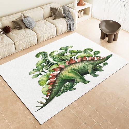 Malaoshi Teppiche Wohnzimmer100x200cm, Dinosaurier Kurzflorteppich für Flur Läufer Schlafzimmer Kinderzimmer Küche, Tiere 3D rutschfest waschbar Fußmatte von Malaoshi