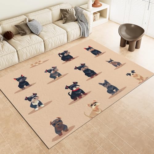 Malaoshi Teppiche Wohnzimmer140x200cm, Hund Kurzflorteppich für Flur Läufer Schlafzimmer Kinderzimmer Küche, Tiere 3D rutschfest waschbar Fußmatte von Malaoshi