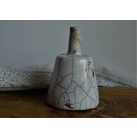 Raku Keramik Vase Kleine Ikebana Dekorative Ooak Weiß von Malceramika