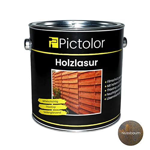 Pictolor Holzlasur 2,5 Liter Nussbaum von Malerversand